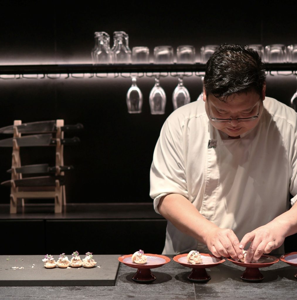 Chef Fukada preparing Omakase at KUON in Surry Hills