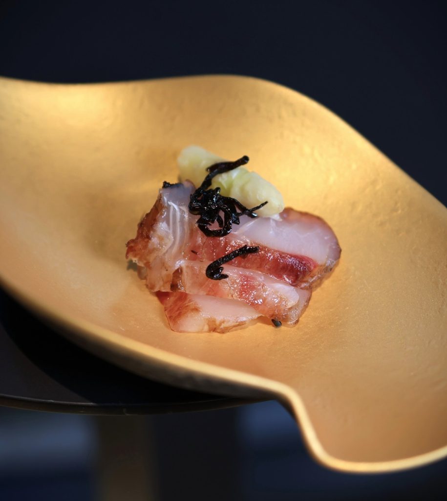 Shio-kobu cured snapper in KUON Omakase Surry Hills
