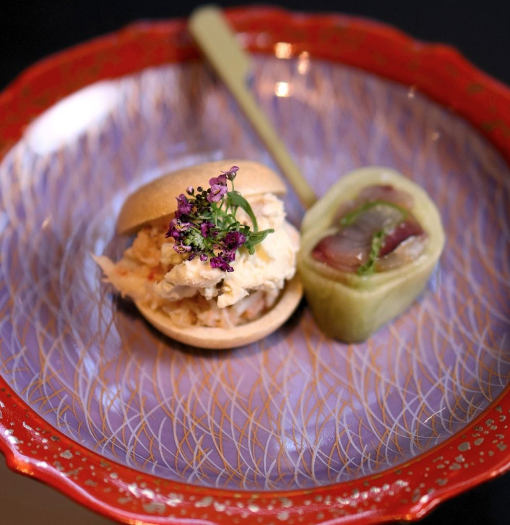 Crab Monaka and Kinuta Maki at KUON Omakase in Surry Hills