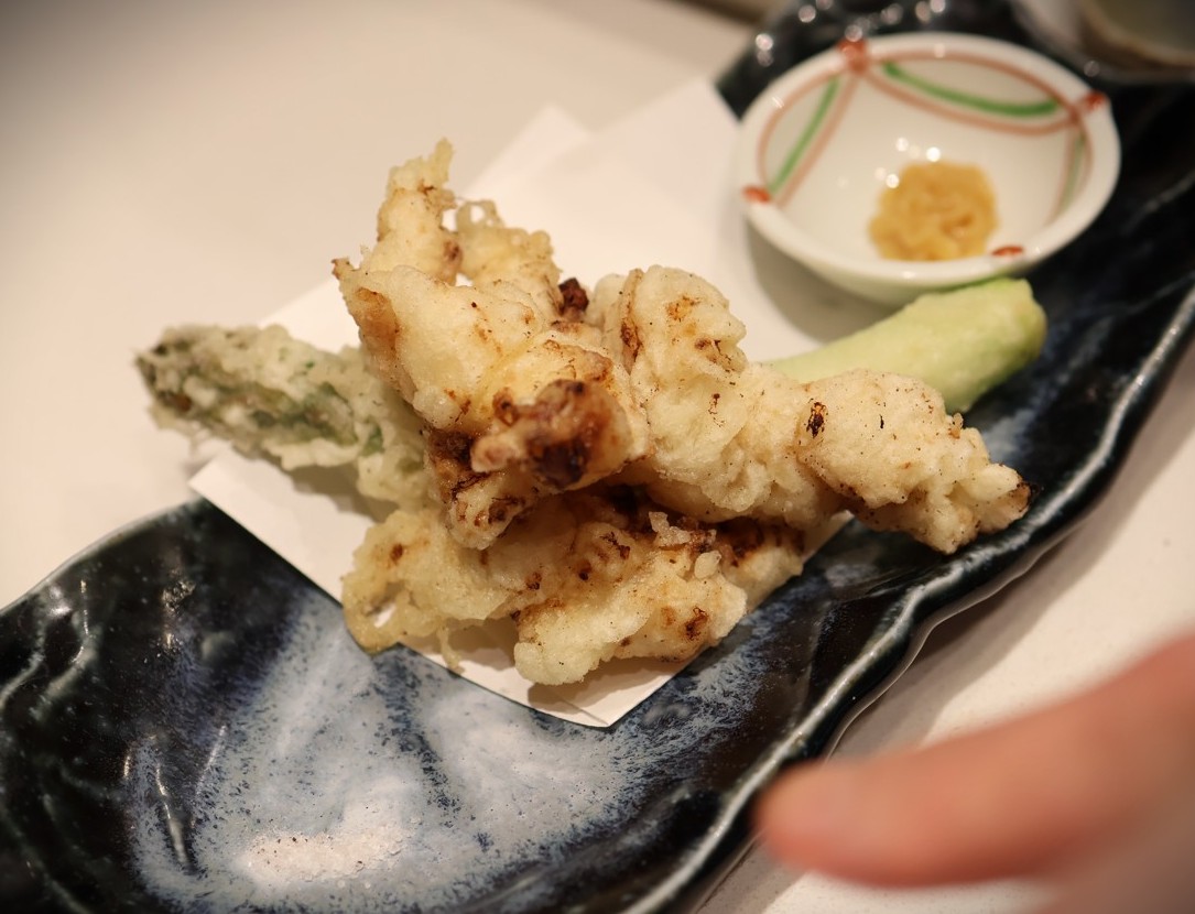 Tempura Lobster and Asparagus dish at Sushi Sei during omakase experience